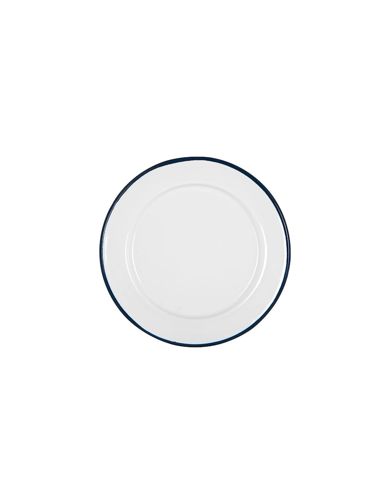 Set of 6 Navy Rimmed Enamel Side Plate, 20cm - Etsy UK