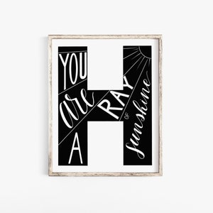 Brief Druck - Kindergarten Kunst - Buchstabe H - Kinder Zimmer Kunst - Alphabet Druck - Zitat Druck - inspirierende Zitat - Sie sind ein Strahl der Sonne