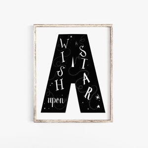Brief Druck - Kindergarten Kunst - Brief A - Kinder Zimmer Kunst - Alphabet Druck - Zitat Druck - inspirierende Zitat - Wunsch auf einen Stern