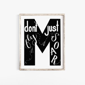Brief Druck - Kindergarten Kunst - Brief M - Kinder Zimmer Kunst - Alphabet Druck - Zitat Druck - inspirierende Zitat - nicht fliegen in die Höhe