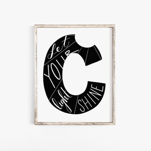 Brief Druck - Kindergarten Kunst - Buchstabe C - Kinder Zimmer Kunst - Alphabet Druck - Zitat Druck - inspirierende Zitat - lassen Sie Ihr Licht leuchten