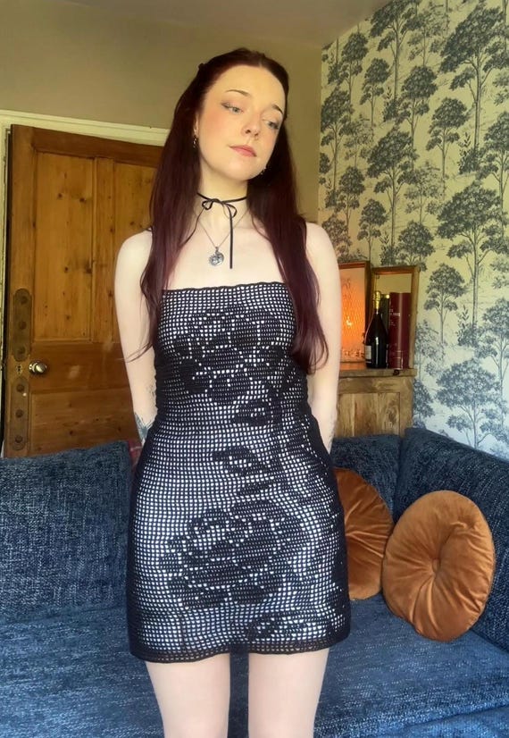 Floral Filet Crochet Mini Dress Pattern