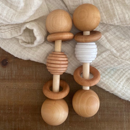 Baby Rattle Wooden Baby Toys Wood Baby Toy Natural Baby Etsy
