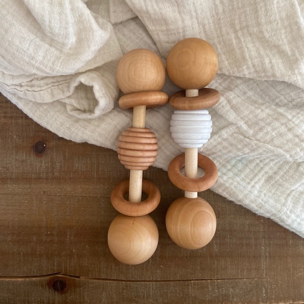 Wooden Baby Rattle Etsy