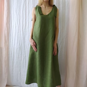 Linen dress / Linen tunic / Maxi linen dress  / Summer dress / Linen Sundress / Sleeveless Dress / Linen Tie Strap Dress