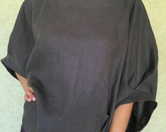Túnica de linho com bolsos/Vestido de linho para gestantes/Vestido túnica de linho/Vestido de linho feminino/Túnica de linho solta/Saída de praia/Túnica plus size