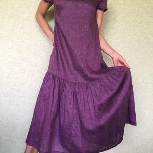 Linen dress / Drop shoulder linen dress / Linen tunic / Maxi linen dress / Linen night dress / Linen nightgown / Summer dress