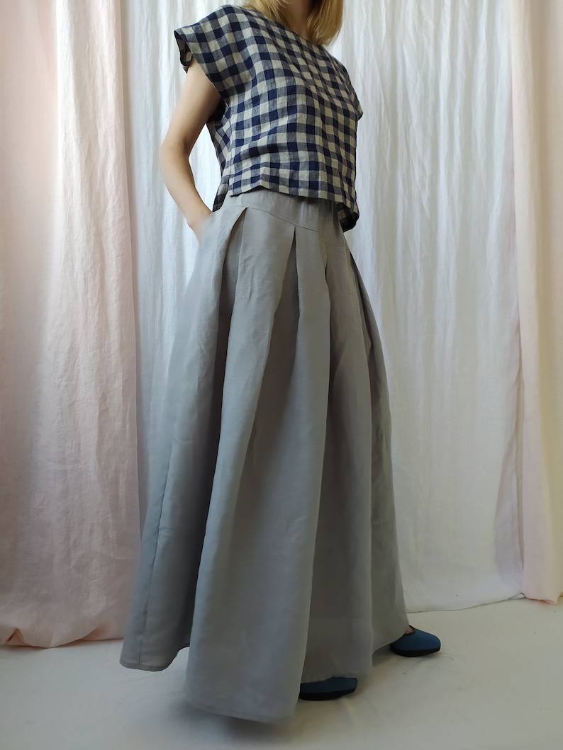 Maxi Linen SkirtLinen Skirt with PocketsLong Linen SkirtHigh Waist Linen SkirtLinen Gray SkirtLinen ClothingPlus Size LinenBoho Linen