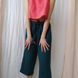 Linen capri. Flax pants. Linen trousers. Linen capris. European linen