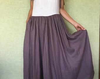 Linen dress / Drop shoulder linen dress / Linen tunic / Maxi linen dress / Linen night dress / Linen nightgown / Summer dress