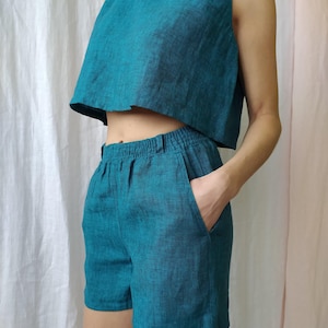 Women Top  Linen Top  Light Linen Top  Sleeveless Linen Top  Cropped Hem Linen Top  Handmade