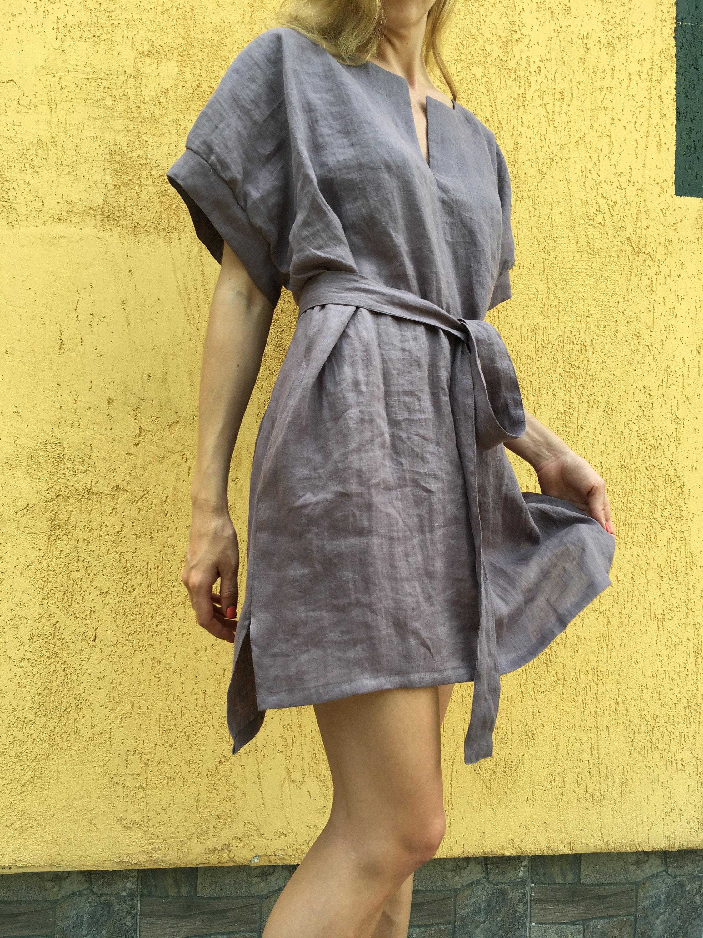 Linen Tunic With Pockets/linen Maternity Dress/linen Tunic