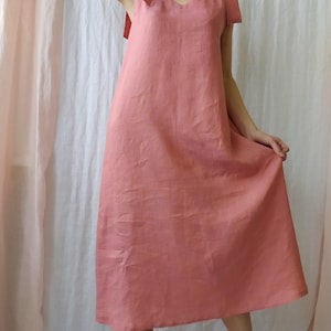Linen dress / Linen tunic / Maxi linen dress  / Summer dress / Linen Sundress / Sleeveless Dress / Linen Tie Strap Dress