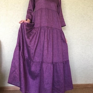 Linen dress / Drop shoulder linen dress / Linen tunic / Maxi linen dress / Linen night dress / Linen nightgown / Summer dress