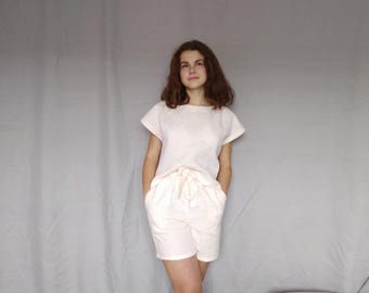 High Waisted Linen Shorts / Linen Shorts Woman / Summer Linen Shorts / Natural Linen Shorts / White Shorts / Linen Pants