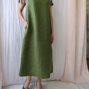 Linen dress / Linen tunic / Maxi linen dress  / Summer dress / Linen Sundress / Sleeveless Dress / Linen Tie Strap Dress