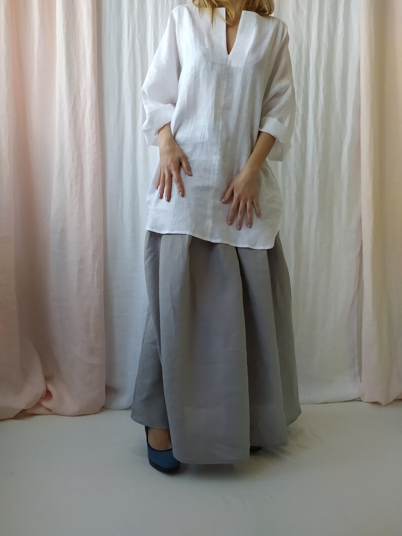 Maxi Linen SkirtLinen Skirt with PocketsLong Linen SkirtHigh Waist Linen SkirtLinen Gray SkirtLinen ClothingPlus Size LinenBoho Linen