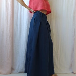 Maxi Linen Skirt/Linen Skirt with Pockets/Long Linen Skirt/High Waist Linen Skirt/Linen Blue Skirt/Linen Clothing/Plus Size Linen/Boho Linen
