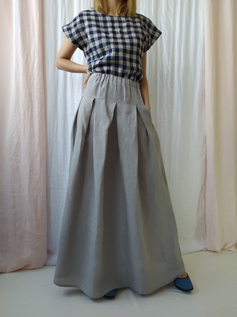 Maxi Linen SkirtLinen Skirt with PocketsLong Linen SkirtHigh Waist Linen SkirtLinen Gray SkirtLinen ClothingPlus Size LinenBoho Linen