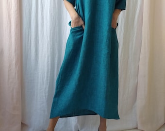 Linen dress / Drop shoulder linen dress / Linen tunic / Maxi linen dress / Linen night dress / Linen nightgown / Summer dress