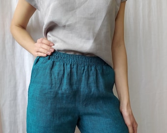 Linen Shorts For Women / Pure Linen / Linen Shorts / Flax Skirts / Linen Trousers / Linen Capris / Linen Dress / Summer Linen Shorts
