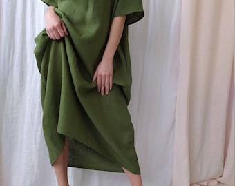 Linen dress / Drop shoulder linen dress / Linen tunic / Maxi linen dress / Linen night dress / Linen nightgown / Summer dress