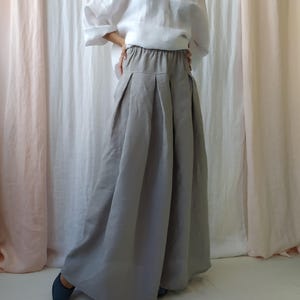 Maxi Linen Skirt/Linen Skirt with Pockets/Long Linen Skirt/High Waist Linen Skirt/Linen Gray Skirt/Linen Clothing/Plus Size Linen/Boho Linen