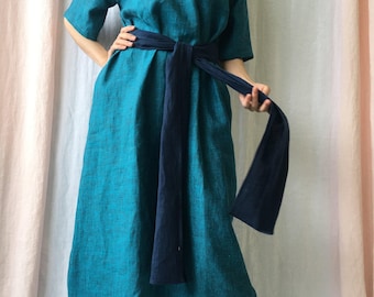 Linen dress / Drop shoulder linen dress / Linen tunic / Maxi linen dress / Linen night dress / Linen nightgown / Summer dress