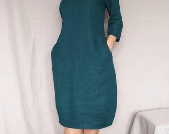 Linen dress / Drop shoulder linen dress / Linen tunic / Maxi linen dress / Linen night dress / Linen nightgown / Summer dress