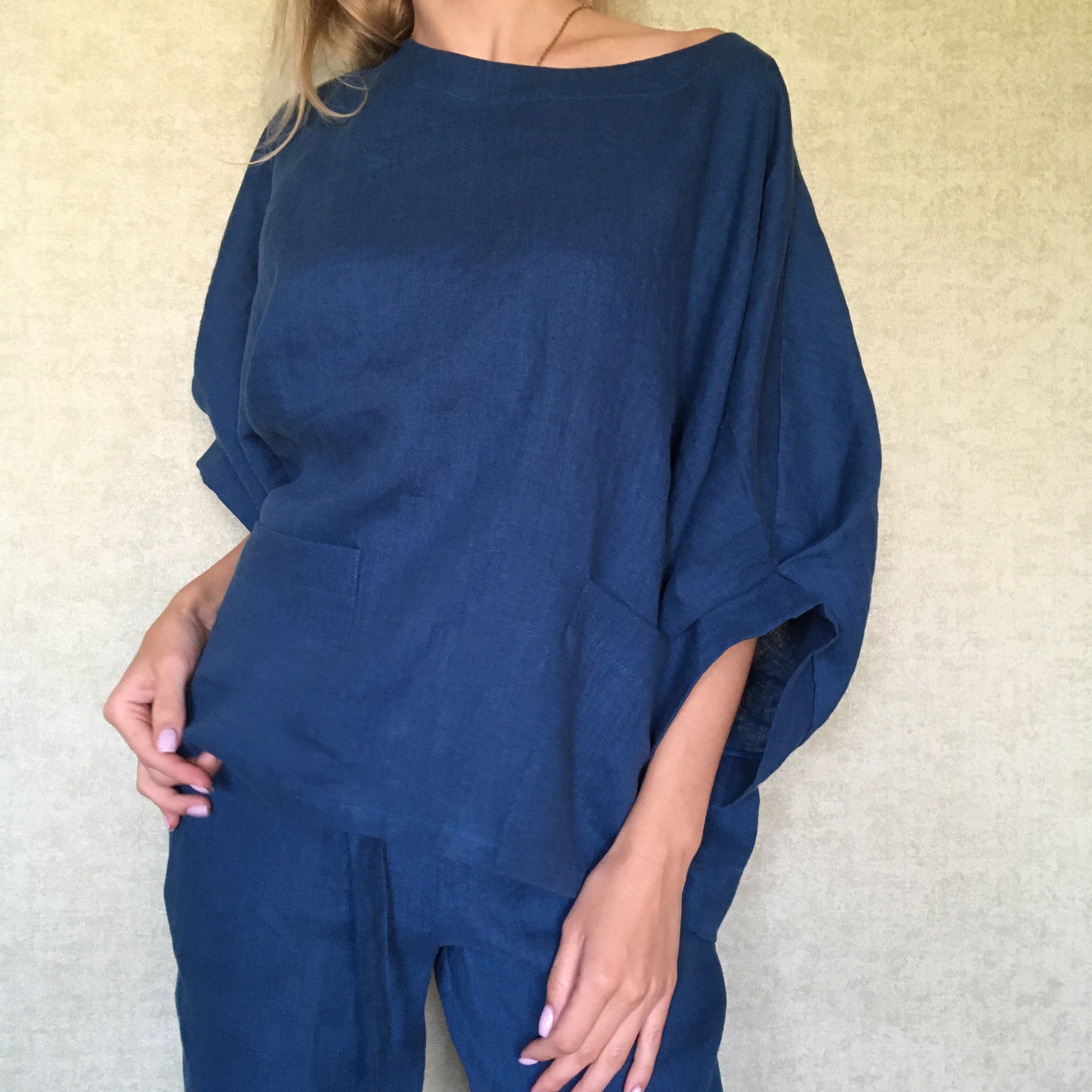 Linen Tunic With Pockets/Linen Maternity Dress/Linen Tunic Dress/Linen Dress For Women/Loose Linen Tunic/Beach Cover Ups/Plus Size Tunic