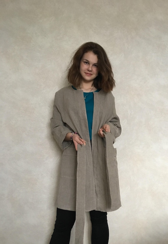 Loose Linen Cardigan/linen Duster/oversized Linen Jacket/linen