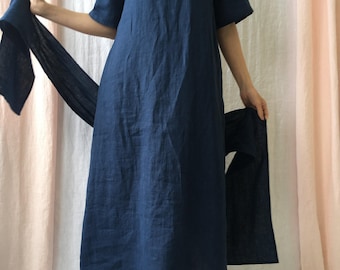 Linen dress / Drop shoulder linen dress / Linen tunic / Maxi linen dress / Linen night dress / Linen nightgown / Summer dress