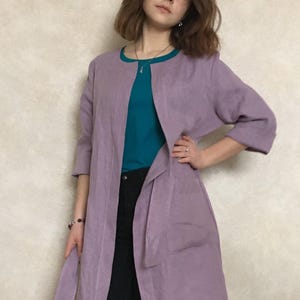 Loose Linen Cardigan/Linen Blazer/Oversized Linen Jacket/Linen Coat With Pockets/Flax Robe/Linen Dress/Kimono Linen Dress/Linen Overcoat/