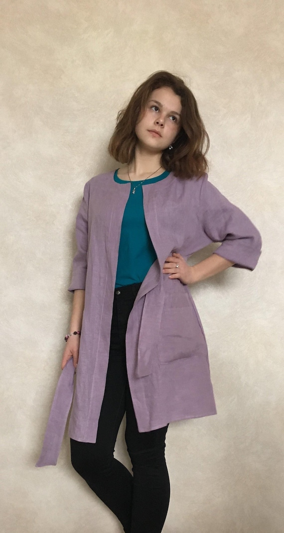 Loose Linen Cardigan/Linen Blazer/Oversized Linen Jacket/Linen Coat With  Pockets/Flax Robe/Linen Dress/Kimono Linen Dress/Linen Overcoat/