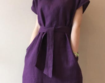 Linen dress / Drop shoulder linen dress / Linen tunic / Maxi linen dress / Linen night dress / Linen nightgown / Summer dress