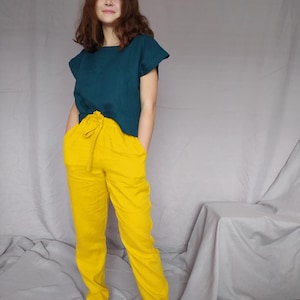 Women Top  Linen Top  Light Linen Top  Sleeveless Linen Top  Cropped Hem Linen Top  Handmade