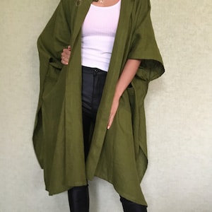 Linen Cardigan Jacket/Linen Robe With Pockets/Oversized Women Cardigan/Loose Linen Jacket/Plus Size Linen Coat/Linen Coverup/Linen Blazer