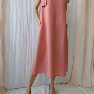 Linen dress / Linen tunic / Maxi linen dress  / Summer dress / Linen Sundress / Sleeveless Dress / Linen Tie Strap Dress