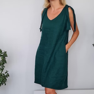 Linen dress / Linen tunic / Maxi linen dress  / Summer dress / Linen Sundress / Sleeveless Dress / Linen Tie Strap Dress