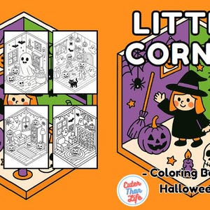 40 Little Corner Halloween Coloring Pages | Cute, Cozy, Spooky Vibes Illustrations, Printable Instant Digital Download PDF for Relaxation