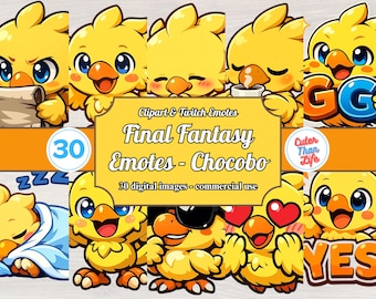 Chocobo PNG | Final Fantasy Kunst, Final Fantasy Geschenk, Chocobo Emote, Chocobo Clipart, Emote Pack, Chibi