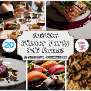 20 Stock Video Dinner Party -  Trending Social Media Reels, TikTok Hooks, Short Form Content Clips for Engagement & Go Viral