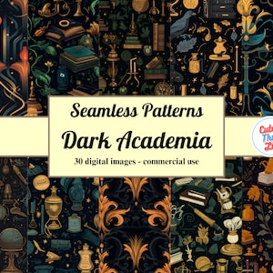 x30 Seamless Dark Academia Seamless Pattern File - Bizarre, Scientific, Spooky, Scary - Digital Paper for Instant Download