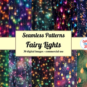 x30 Enchanted Fairy Lights Digital Paper, fairy lights backgrounds, fantasy digital paper, fairy damask scrapbooking, fairycore