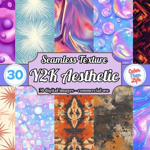 Y2K AESTHETIC Digital Paper - Scrapbook Papers Wallpaper Pattern - Digital Background - Printable Paper - Hand Painted Patterns - Retro Y2K