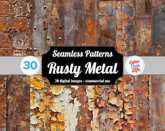 Rusty Steel and Metal - 30 Seamless Images, Rusty Metal, Commercial Use, Background, Digital Paper, Sublimation, Rusty Texture