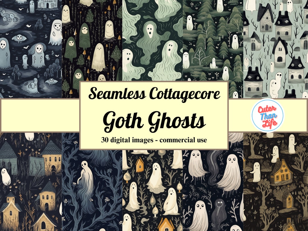 X30 Cottagecore Goth Ghosts Digital Paper Textures Seamless, Gothic ...