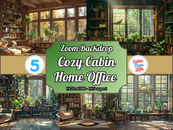 Cozy Cabin Virtual Background | 5 Zoom Virtual Backgrounds | Backdrop | Office Background | Microsoft Teams | Facebook | Google Meet Twitch