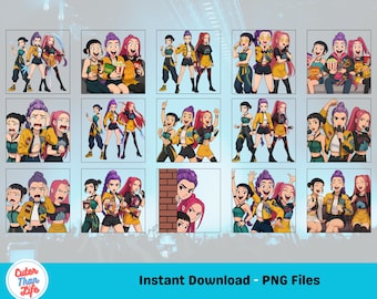 Kpop Huntrix PNG, Demon Hunters PNG, Saja Girls png, Huntrix Merch, Anime Lover Gift, Huntrix Girl, Rumi, Mira, Zoey, Kpop Merch, PNG Bundle