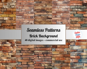 40 Brick Textures Digital Paper, seamless rustic brick wall digital paper printable scrapbook paper wood planks backgrounds brick background